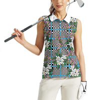 Blue Binakol Motifs With Jasminum Sambac Women Sleeveless Polo Shirt Mabuhay Philippines Festival DT05 - Polynesian Pride