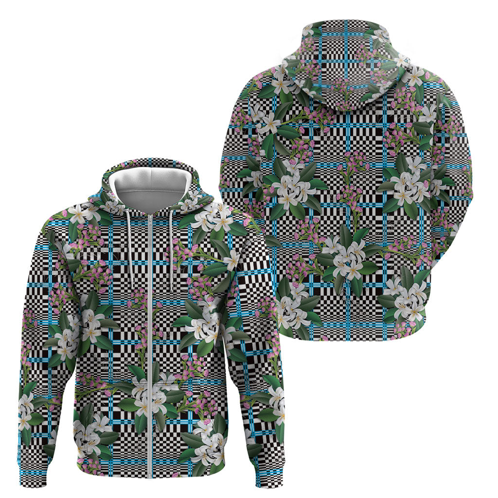Blue Binakol Motifs With Jasminum Sambac Zip Hoodie Mabuhay Philippines Festival DT05 - Polynesian Pride