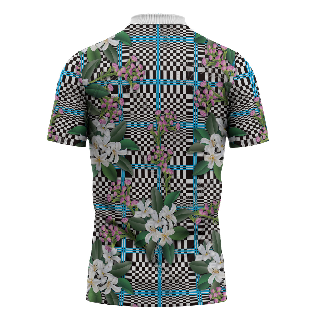 Blue Binakol Motifs With Jasminum Sambac Zipper Polo Shirt Mabuhay Philippines Festival DT05 - Polynesian Pride