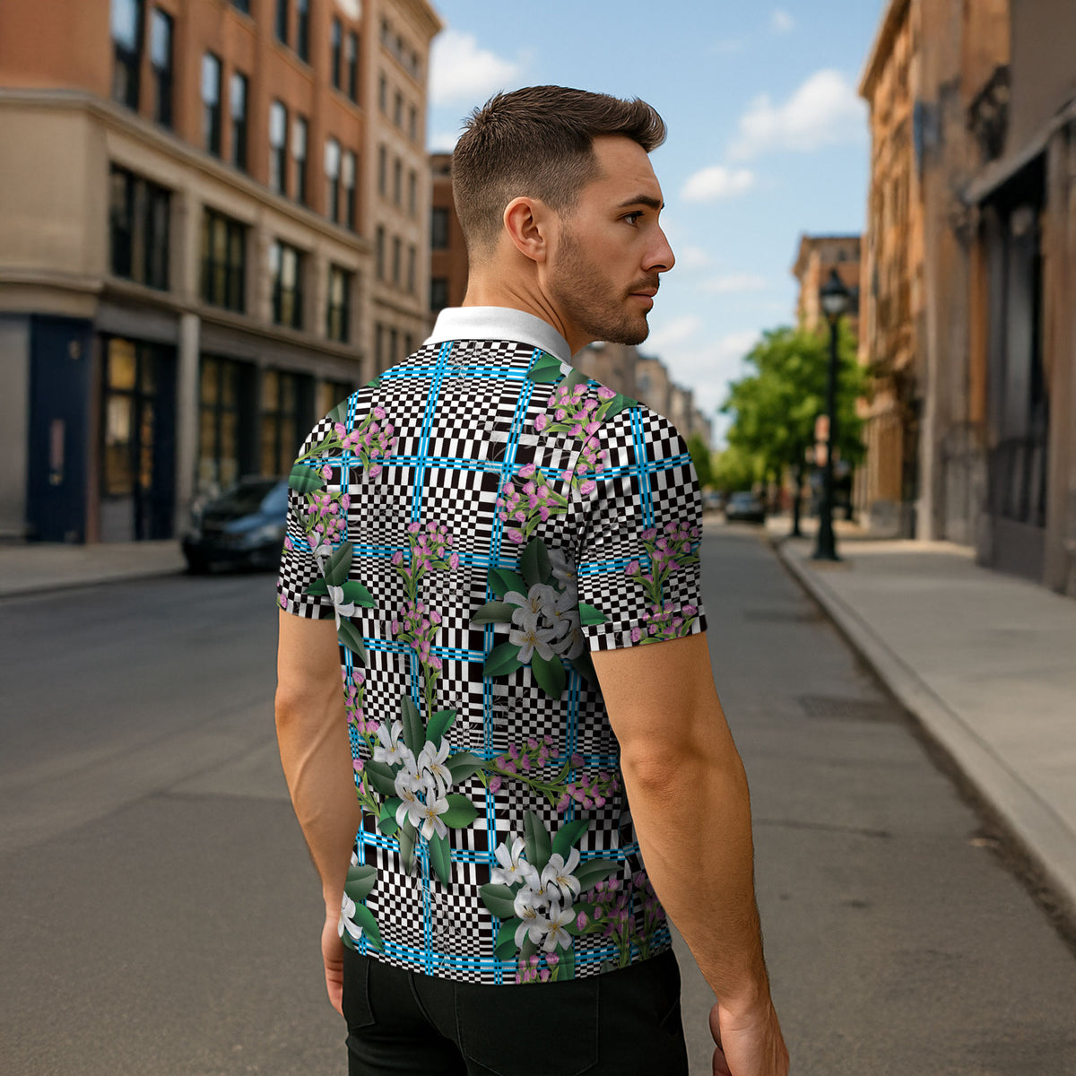 Blue Binakol Motifs With Jasminum Sambac Zipper Polo Shirt Mabuhay Philippines Festival DT05 - Polynesian Pride