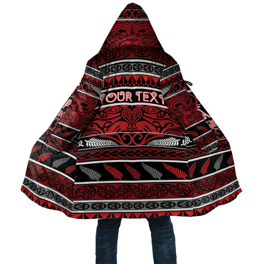 Personalised Ngapuhi Aotearoa Meri Kirihimete Cloak Maori Silver Fern Koru Tribal Pattern DT05 Unisex Red - Polynesian Pride
