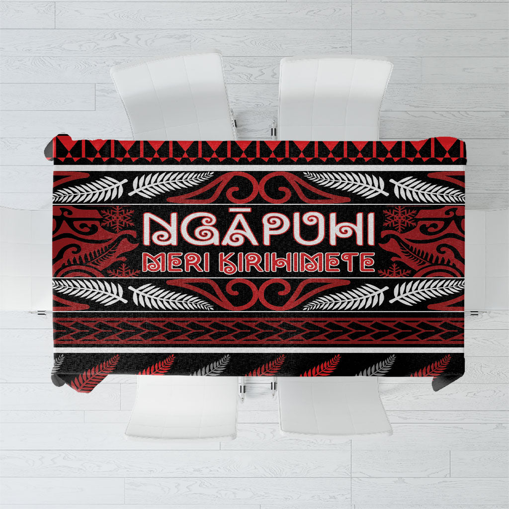 Ngapuhi Aotearoa Meri Kirihimete Tablecloth Maori Silver Fern Koru Tribal Pattern DT05 Red - Polynesian Pride