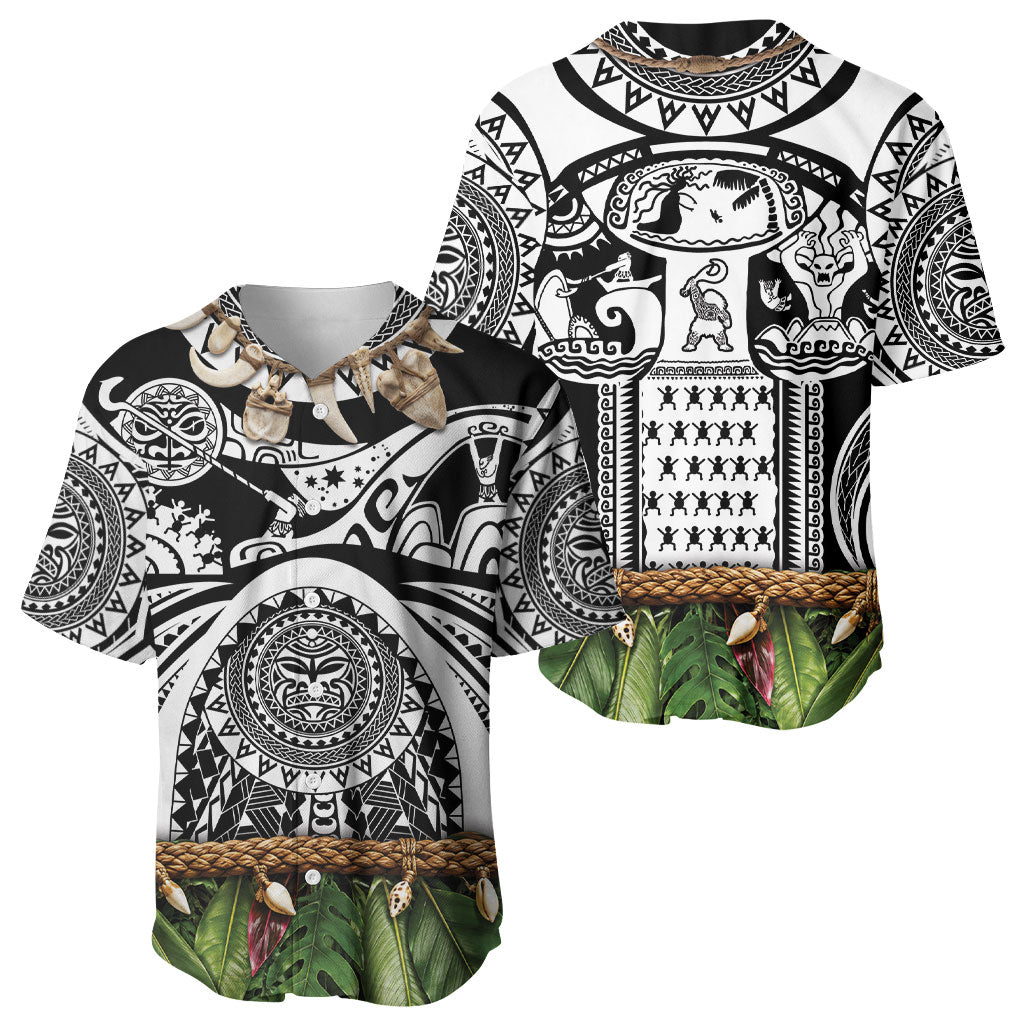Polynesia Maui Black Tattoo Inspired Baseball Jersey Tropical Leaf Skirt Costume DT05 - Polynesian Pride