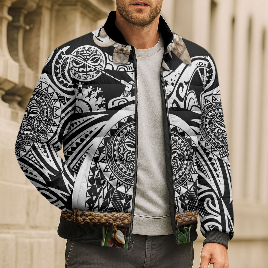 Polynesia Maui Black Tattoo Inspired Bomber Puffer Jacket Tropical Leaf Skirt Costume DT05 - Polynesian Pride