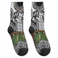 Polynesia Maui Black Tattoo Inspired Crew Socks Tropical Leaf Skirt Costume DT05 - Polynesian Pride