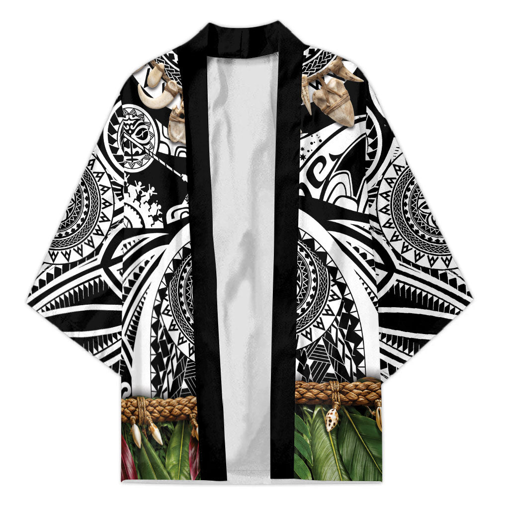 Polynesia Maui Black Tattoo Inspired Kimono Tropical Leaf Skirt Costume DT05 Unisex Black - Polynesian Pride
