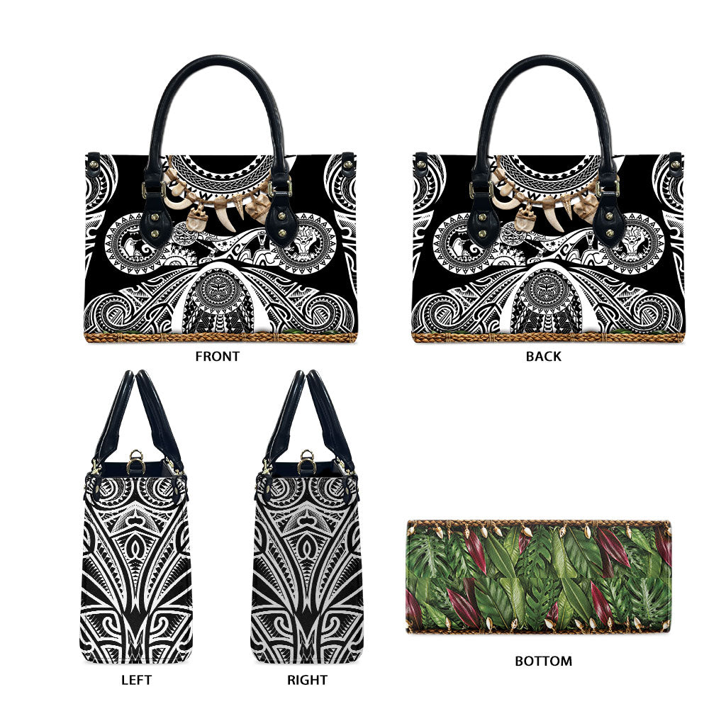 Polynesia Maui Black Tattoo Inspired Leather Bag Tropical Leaf Skirt Costume DT05 - Polynesian Pride