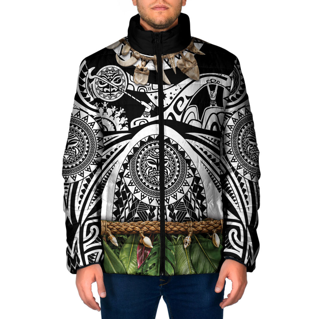 Polynesia Maui Black Tattoo Inspired Padded Jacket Tropical Leaf Skirt Costume DT05 Men Black - Polynesian Pride