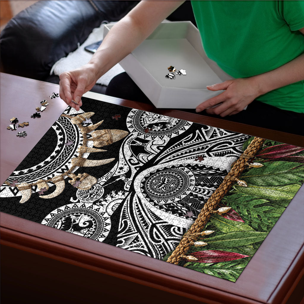 Polynesia Maui Black Tattoo Inspired Puzzle Tropical Leaf Skirt Costume DT05 - Polynesian Pride