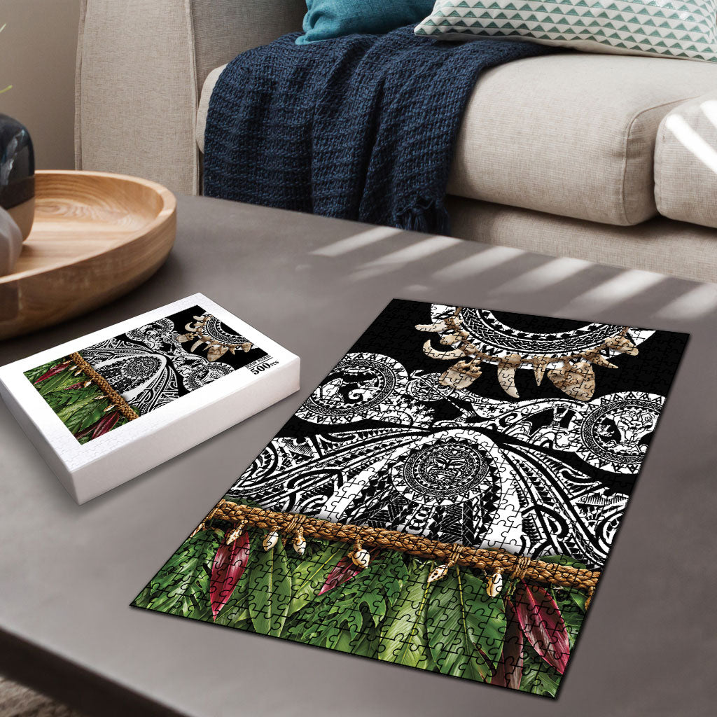 Polynesia Maui Black Tattoo Inspired Puzzle Tropical Leaf Skirt Costume DT05 - Polynesian Pride