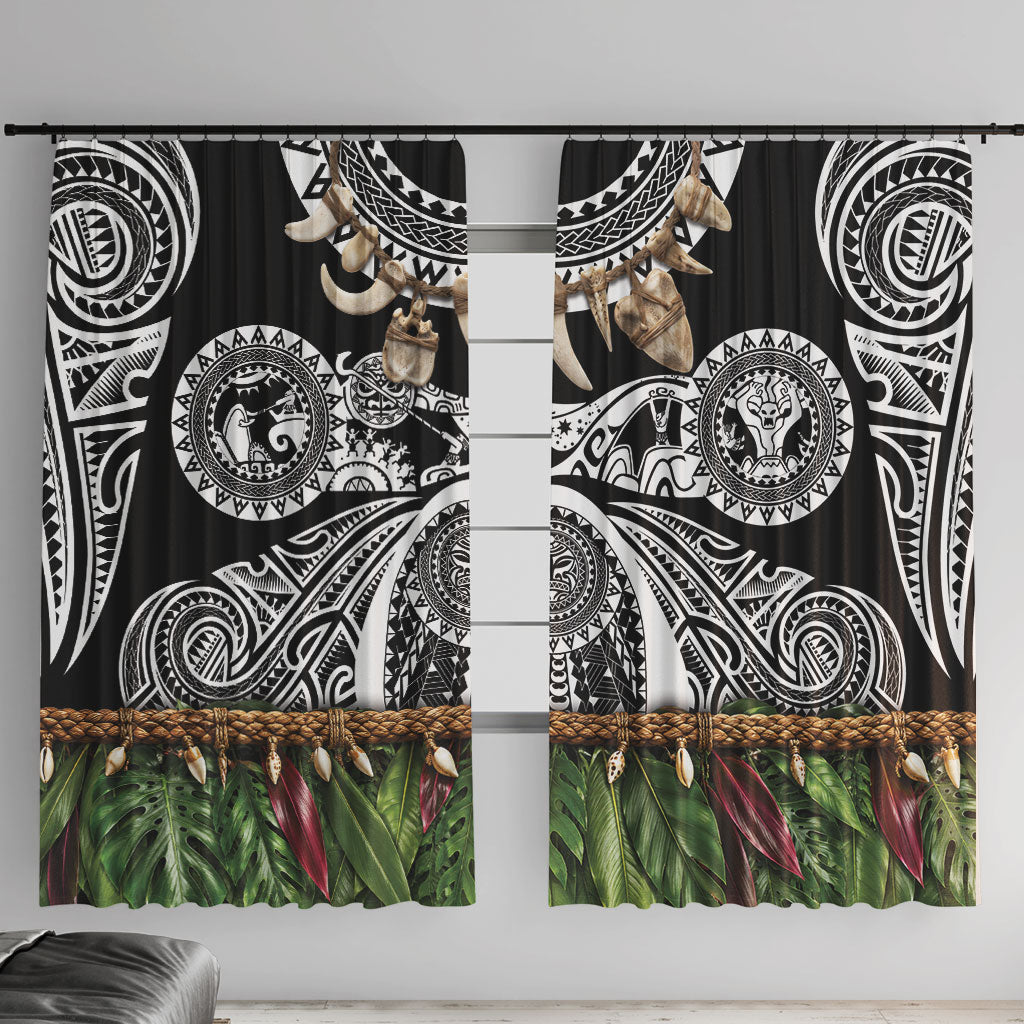 Polynesia Maui Black Tattoo Inspired Window Curtain Tropical Leaf Skirt Costume