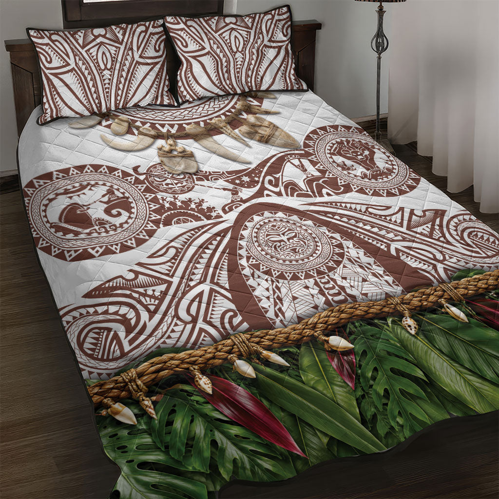 Polynesia Maui Umber Tattoo Inspired Quilt Bed Set Tropical Leaf Skirt Costume DT05 Brown - Polynesian Pride