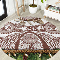 Polynesia Maui Umber Tattoo Inspired Round Carpet Tropical Leaf Skirt Costume DT05 Brown - Polynesian Pride