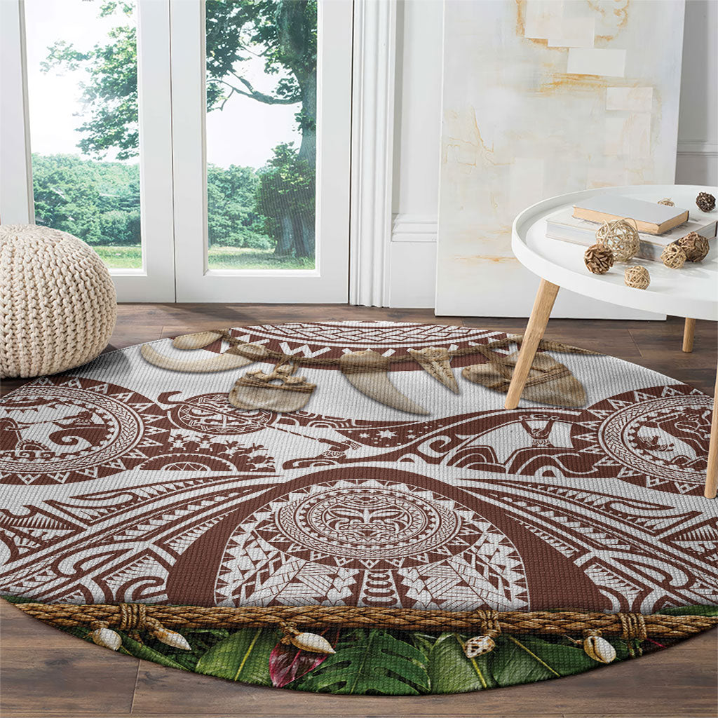 Polynesia Maui Umber Tattoo Inspired Round Carpet Tropical Leaf Skirt Costume DT05 - Polynesian Pride