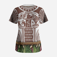 Polynesia Maui Umber Tattoo Inspired Scrub Top Tropical Leaf Skirt Costume DT05 - Polynesian Pride