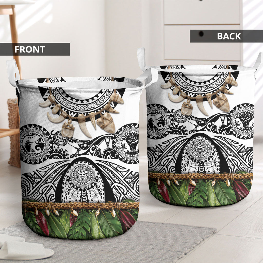Polynesia Maui White Tattoo Inspired Laundry Basket Tropical Leaf Skirt Costume DT05 - Polynesian Pride