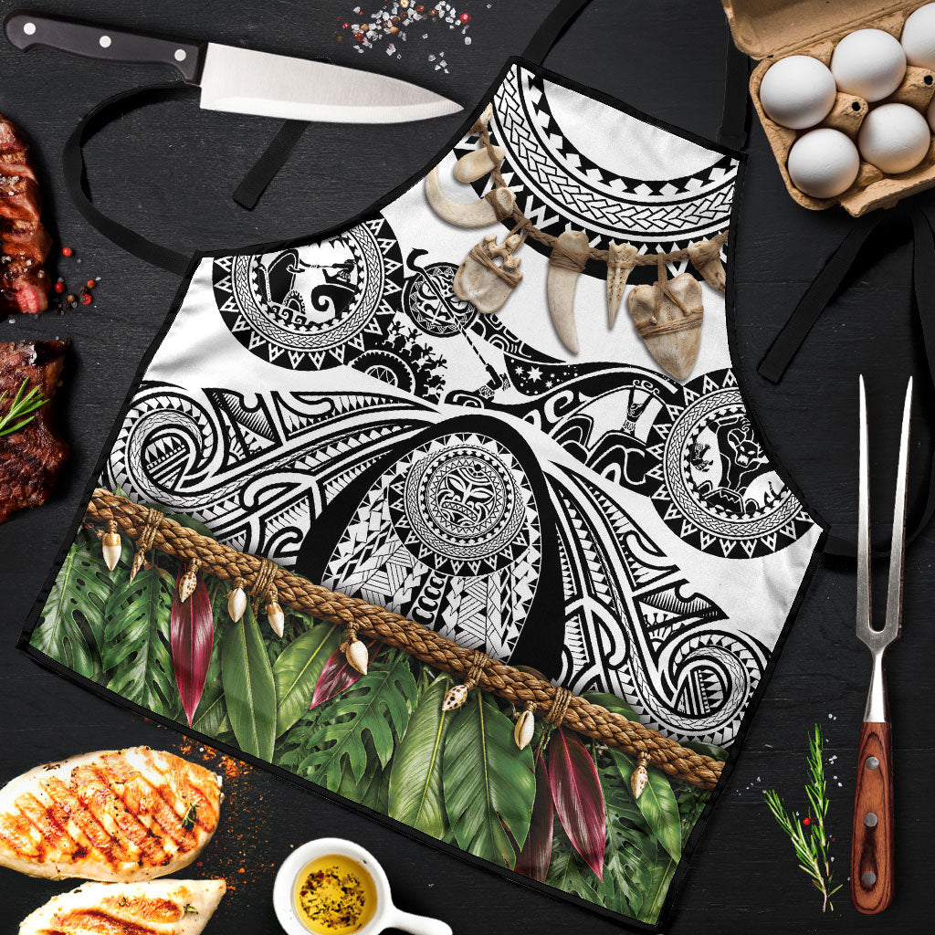 Polynesia Maui White Tattoo Inspired Apron Tropical Leaf Skirt Costume DT05 White - Polynesian Pride