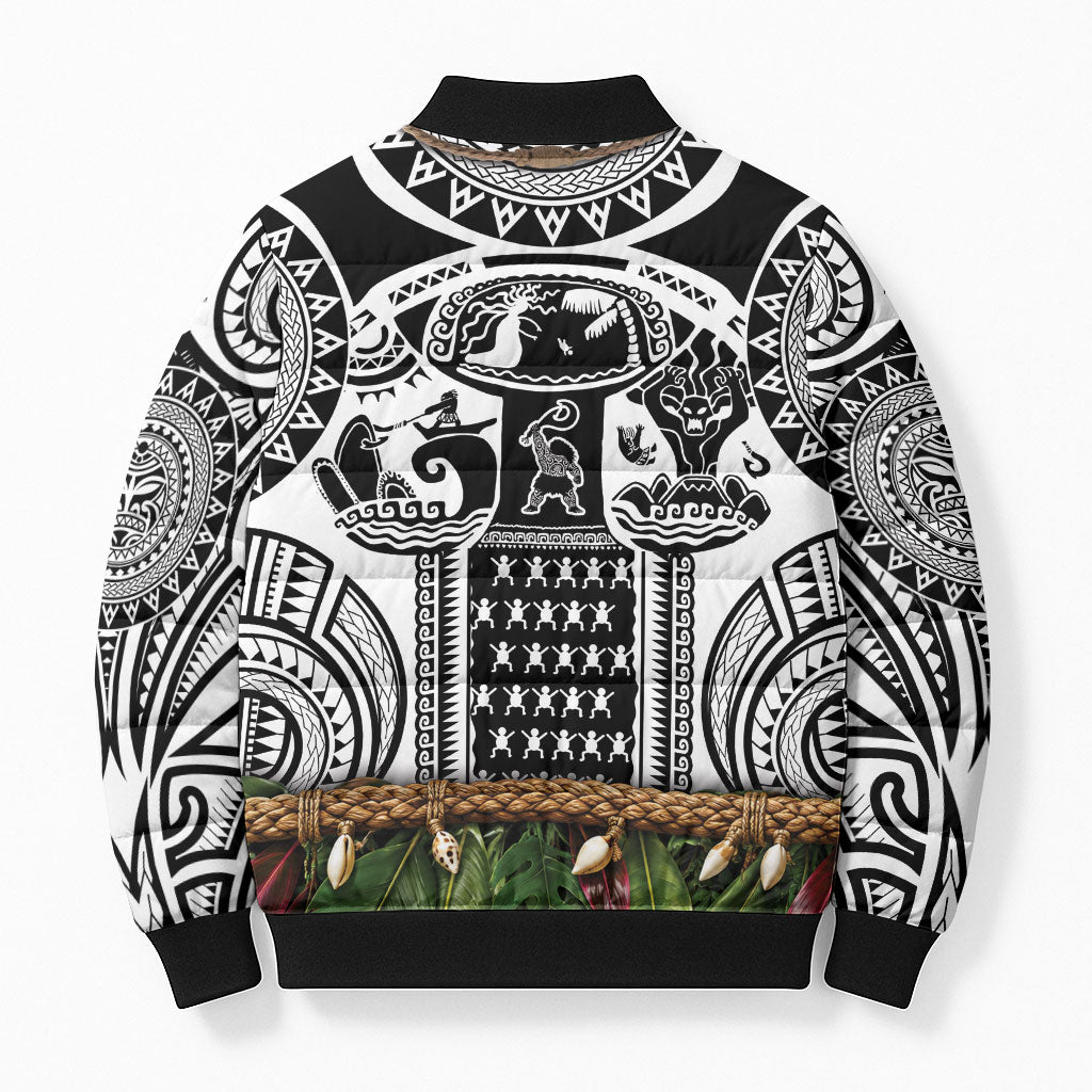 Polynesia Maui White Tattoo Inspired Bomber Puffer Jacket Tropical Leaf Skirt Costume DT05 - Polynesian Pride