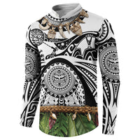 Polynesia Maui White Tattoo Inspired Button Sweatshirt Tropical Leaf Skirt Costume DT05 - Polynesian Pride