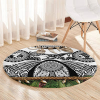 Polynesia Maui White Tattoo Inspired Round Carpet Tropical Leaf Skirt Costume DT05 - Polynesian Pride
