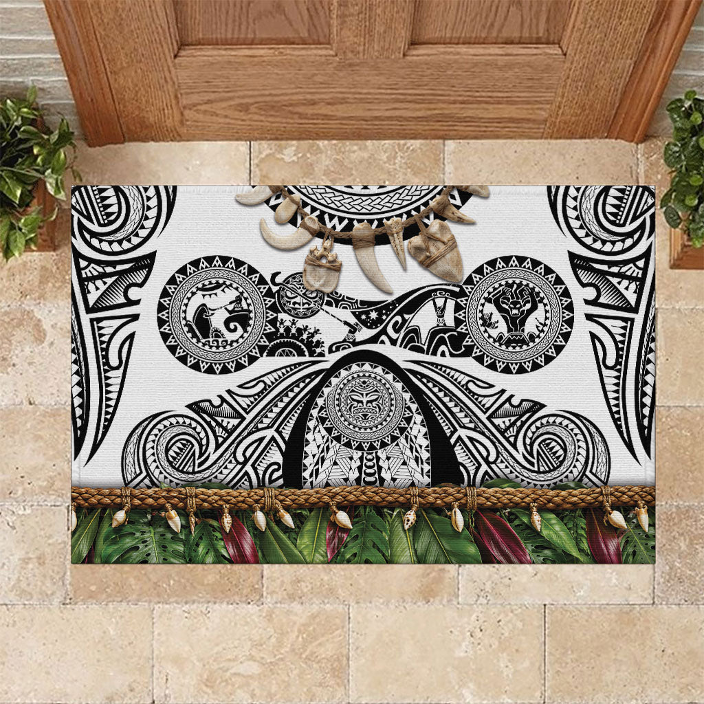 Polynesia Maui White Tattoo Inspired Rubber Doormat Tropical Leaf Skirt Costume DT05 White - Polynesian Pride