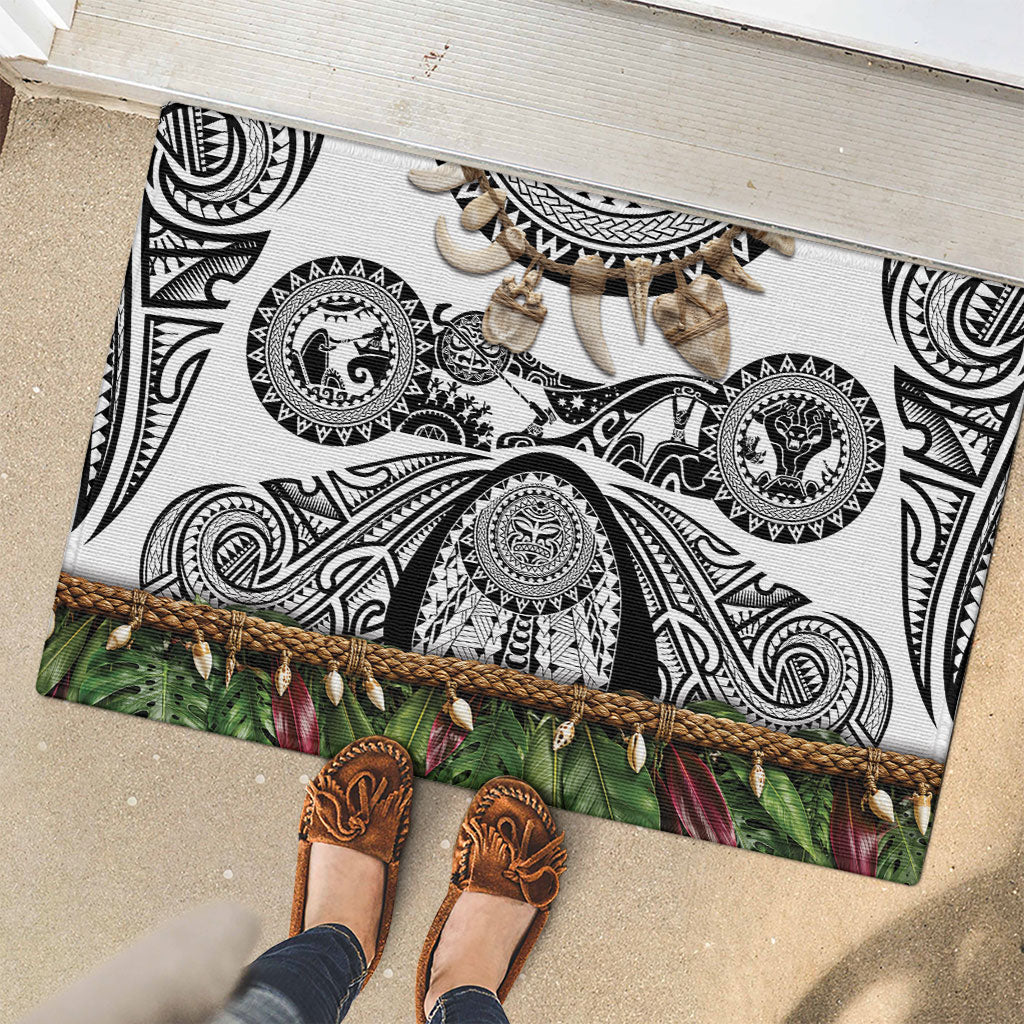 Polynesia Maui White Tattoo Inspired Rubber Doormat Tropical Leaf Skirt Costume DT05 - Polynesian Pride