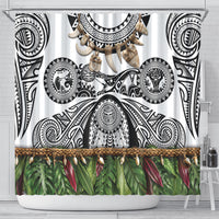 Polynesia Maui White Tattoo Inspired Shower Curtain Tropical Leaf Skirt Costume DT05 - Polynesian Pride