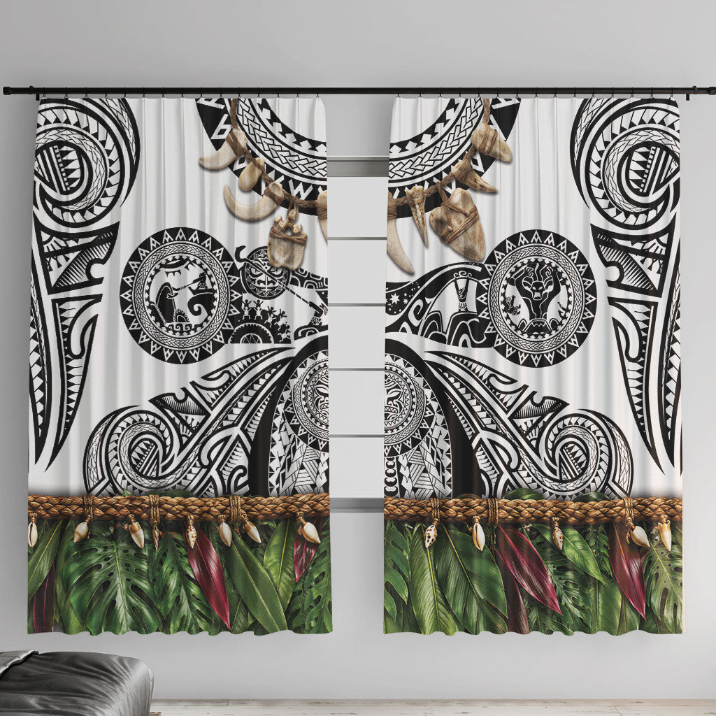 Polynesia Maui White Tattoo Inspired Window Curtain Tropical Leaf Skirt Costume