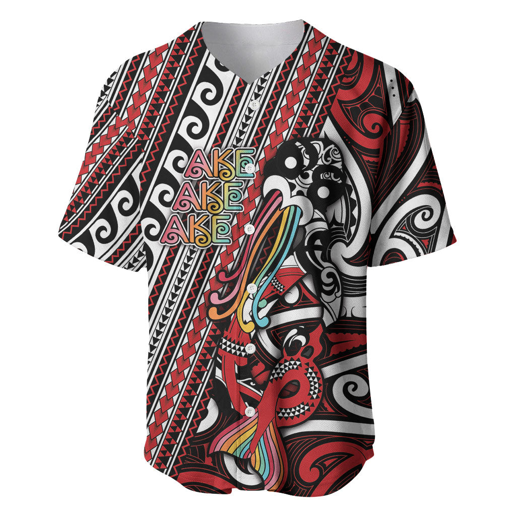 Personalised Maori Language Week Baseball Jersey Ake Ake Ake Tribal Patterns DT05 Red - Polynesian Pride