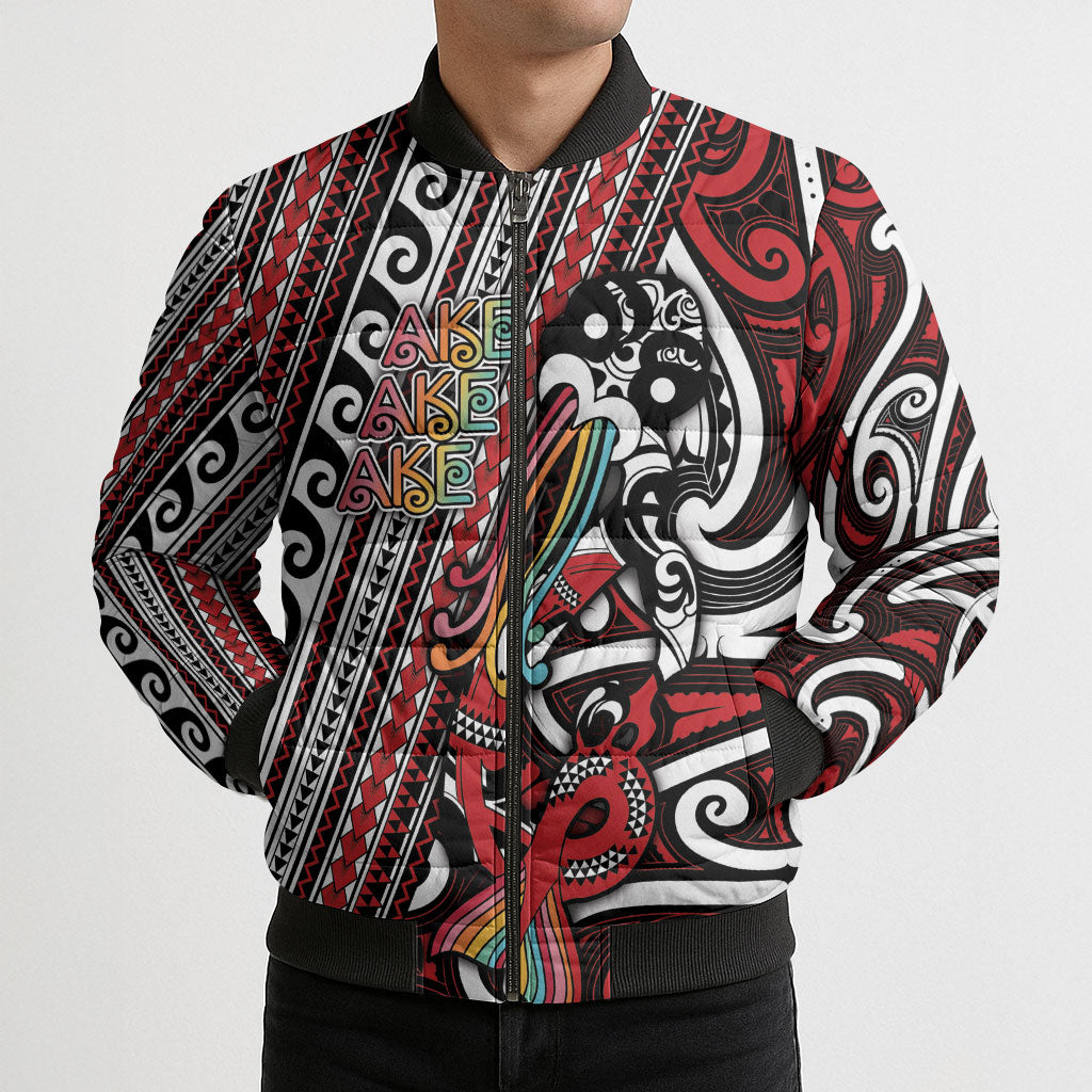 Personalised Maori Language Week Bomber Puffer Jacket Ake Ake Ake Tribal Patterns