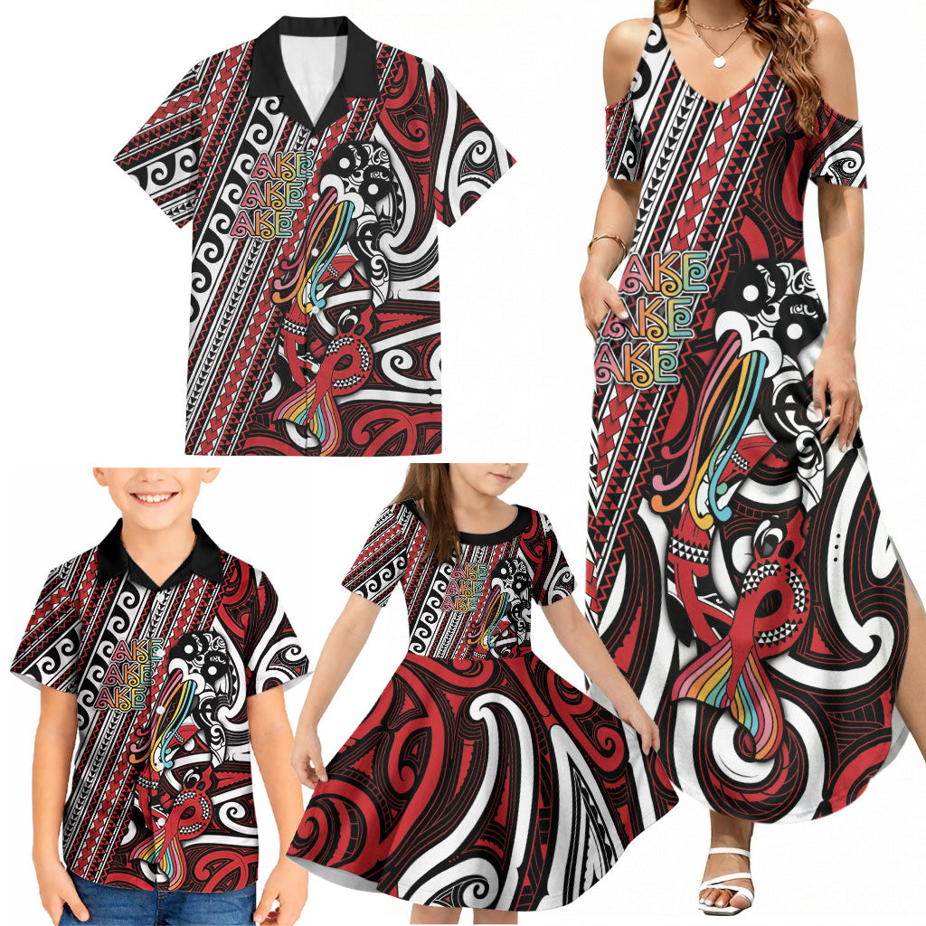 Personalised Maori Language Week Family Matching Summer Maxi Dress and Hawaiian Shirt Ake Ake Ake Tribal Patterns DT05 - Polynesian Pride