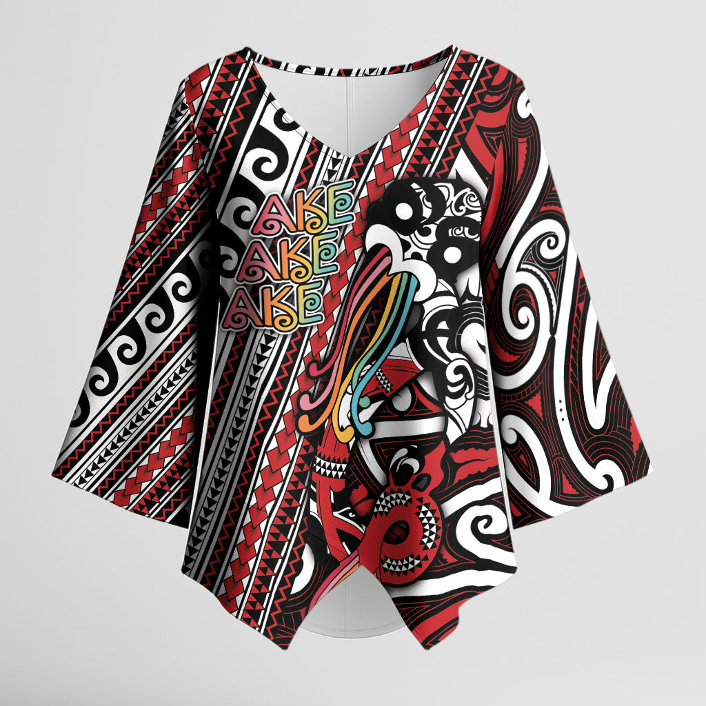 Personalised Maori Language Week Kimono Sleeve Blouse Ake Ake Ake Tribal Patterns