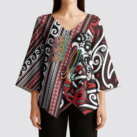 Personalised Maori Language Week Kimono Sleeve Blouse Ake Ake Ake Tribal Patterns