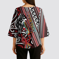 Personalised Maori Language Week Kimono Sleeve Blouse Ake Ake Ake Tribal Patterns