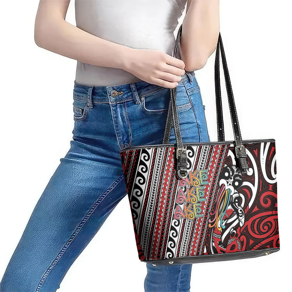 Maori Language Week Leather Tote Bag Ake Ake Ake Tribal Patterns