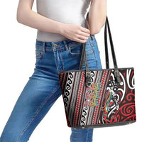 Maori Language Week Leather Tote Bag Ake Ake Ake Tribal Patterns