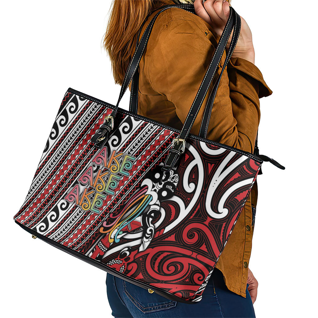 Maori Language Week Leather Tote Bag Ake Ake Ake Tribal Patterns