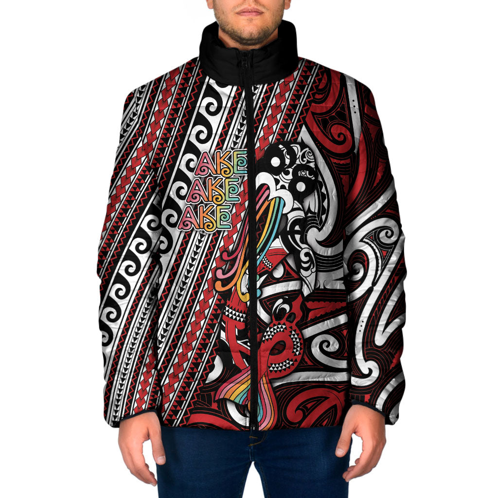 Personalised Maori Language Week Padded Jacket Ake Ake Ake Tribal Patterns