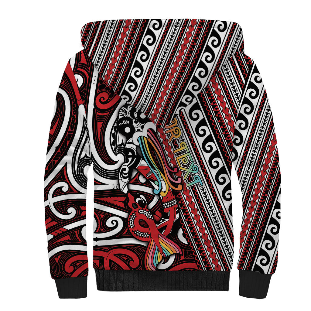 Personalised Maori Language Week Sherpa Hoodie Ake Ake Ake Tribal Patterns