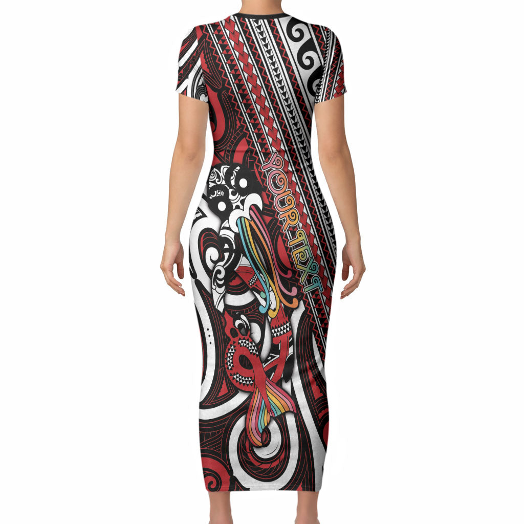 Personalised Maori Language Week Short Sleeve Bodycon Dress Ake Ake Ake Tribal Patterns