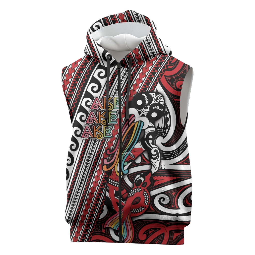 Personalised Maori Language Week Sleeveless Zip Hoodie Ake Ake Ake Tribal Patterns
