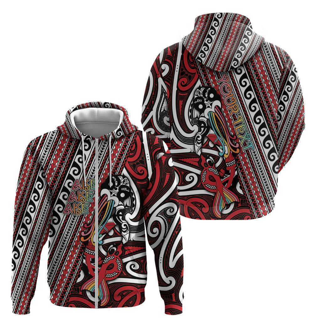 Personalised Maori Language Week Zip Hoodie Ake Ake Ake Tribal Patterns