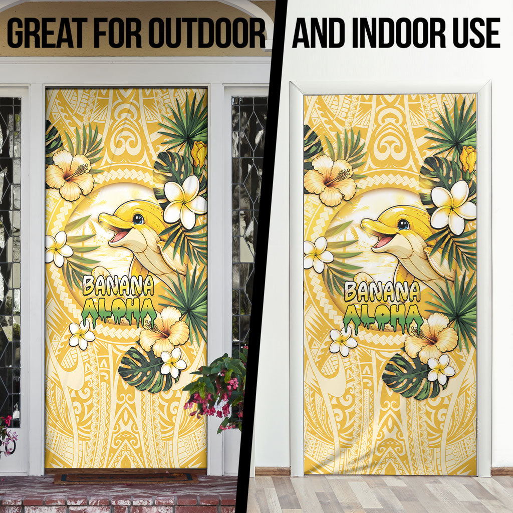Hawaii Banana Dolphin Door Cover Cute Cosplay Naiʻa Fish Tribal Patterns DT05 - Polynesian Pride