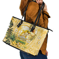 Hawaii Banana Dolphin Leather Tote Bag Cute Cosplay Naiʻa Fish Tribal Patterns DT05 - Polynesian Pride