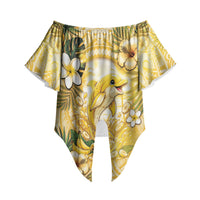 Hawaii Banana Dolphin Off Shoulder Wrap Waist Top Cute Cosplay Naiʻa Fish Tribal Patterns DT05 - Polynesian Pride