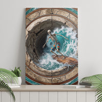 3D Illusion Surfing Skeleton Halloween Canvas Wall Art Surfboard Bones Ocean Wave Stone Well DT05 - Polynesian Pride