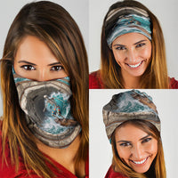 3D Illusion Surfing Skeleton Halloween Neck Gaiter Surfboard Bones Ocean Wave Stone Well DT05 - Polynesian Pride
