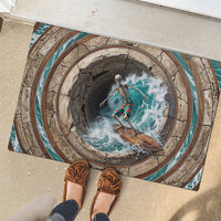 3D Illusion Surfing Skeleton Halloween Rubber Doormat Surfboard Bones Ocean Wave Stone Well DT05 - Polynesian Pride