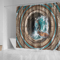 3D Illusion Surfing Skeleton Halloween Shower Curtain Surfboard Bones Ocean Wave Stone Well DT05 - Polynesian Pride