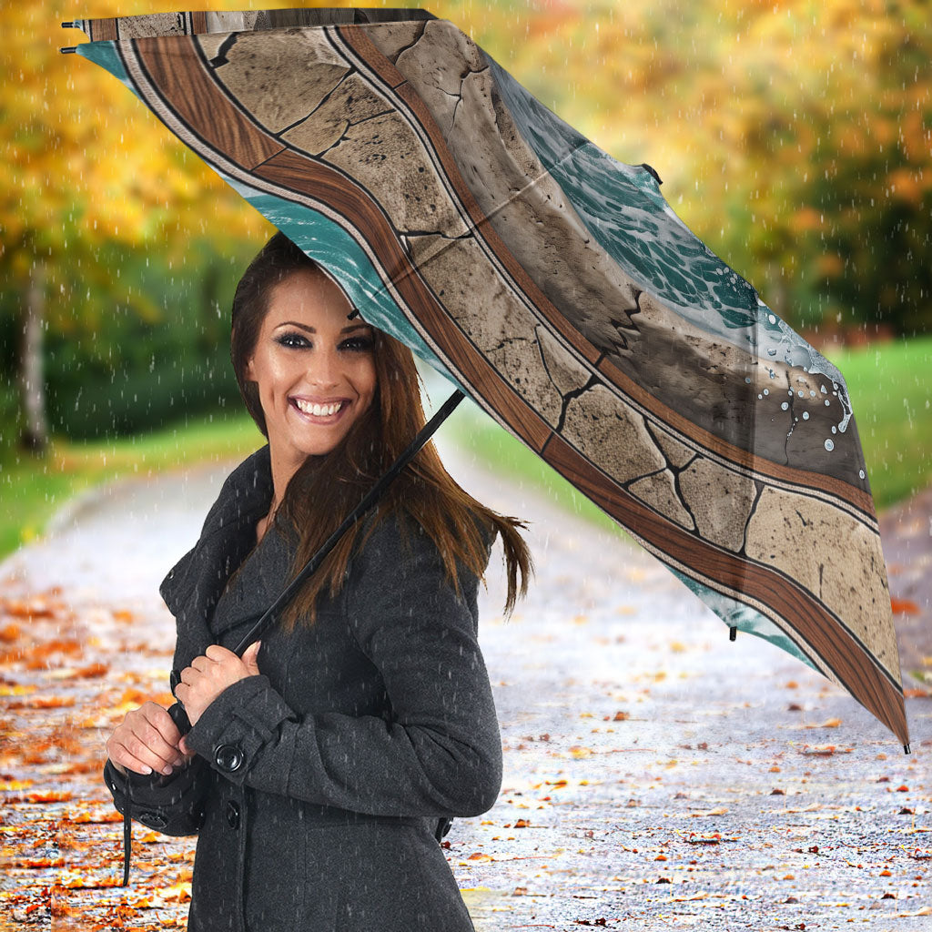 3D Illusion Surfing Skeleton Halloween Umbrella Surfboard Bones Ocean Wave Stone Well DT05 - Polynesian Pride